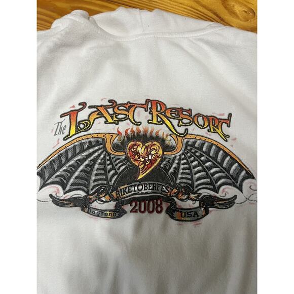 Biketoberfest Daytona Women M Hoodie Bikercore Tattoo Style Sweatshirt Bat Logo - Picture 10 of 16